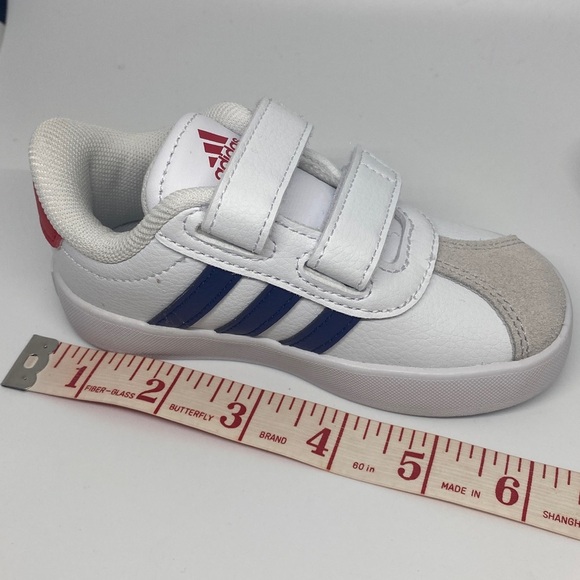 Adidas Kids’ VL Court 3.0 CF Sneakers Size 6K White/Navy/Red - Picture 9 of 12